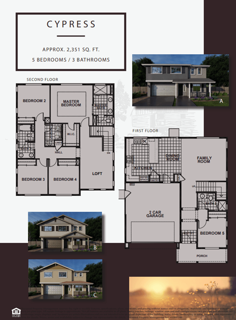 Floor plan for 5 beds, 3 baths, 2351 sqft